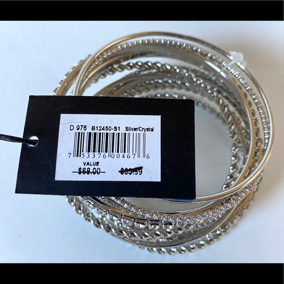 NWT Saks Fifth Avenue Silver Bangle Bracelet Set - Picture 2 of 4